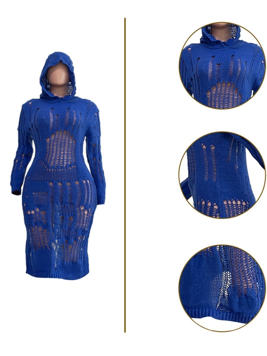 LW SXY Plus Size dress Hooded Collar Cut Out Bodycon Dress Net Sheer Mesh Women Sexy Outfits Cut Out One Shoulder Maxi Dresses