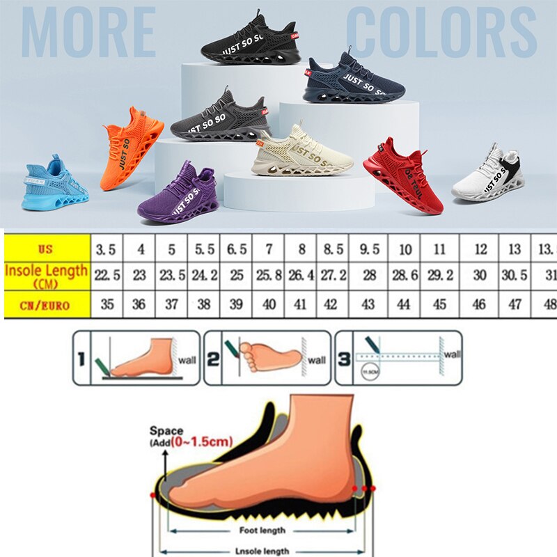 Blade Shoes For Men Running Sneakers Mesh Breathable Sports Casual Shoes Fashion Walking Footwear Big Size 46 Zapatillas Hombre