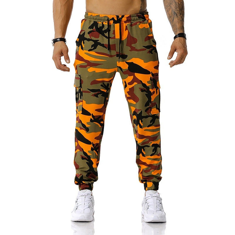 High Quality Men&#39;s Outdoor Sport Trouser Casual Cotton Camouflage Cargo Pants Elastic Waist Drawstring Military Tactical Pants