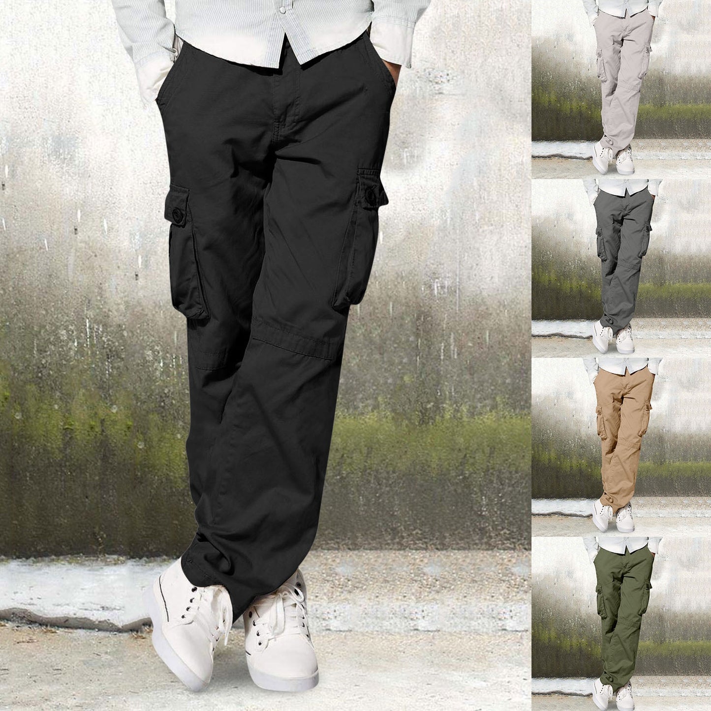 2023 New Men&#39;s Casual Work Wear Pants Quick Drying Fashion Spring Summer Autumn Winter Lightweight Cotton Mix Jogging Pants