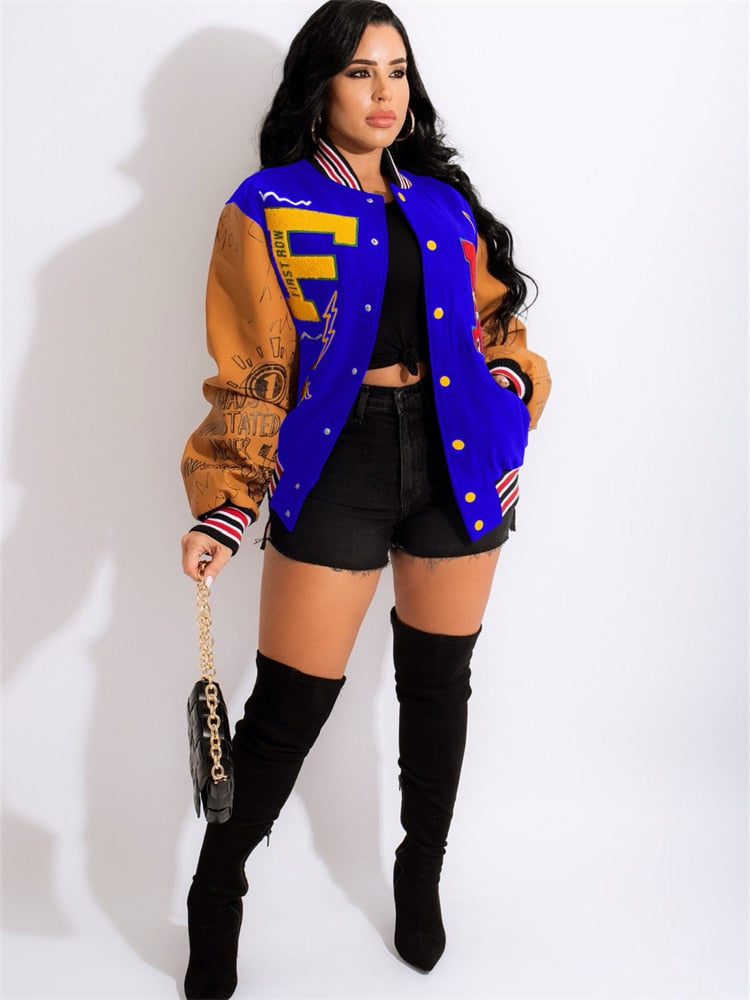 WESAYNB Winter Jackets For Women 2022 Baseball Coats Varsity Jacket Clothes y2k Fall Buttons Long Sleeve Tops Jacket For Women