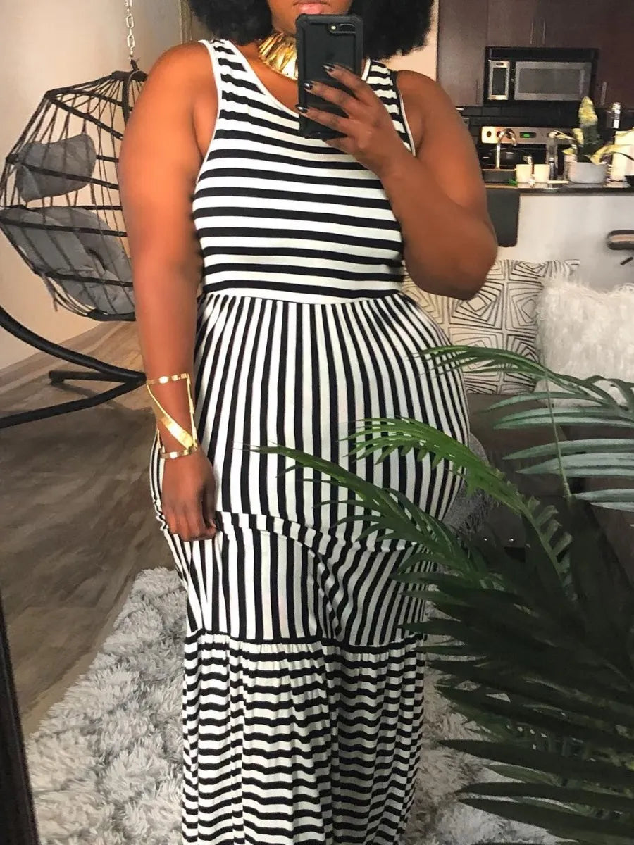 LW Plus Size Striped Bodycon Cami Dress Summer Sleeveless Dress Women&#39;s Tank Top Bodycon Mini Club Dress Dresses maxi dress