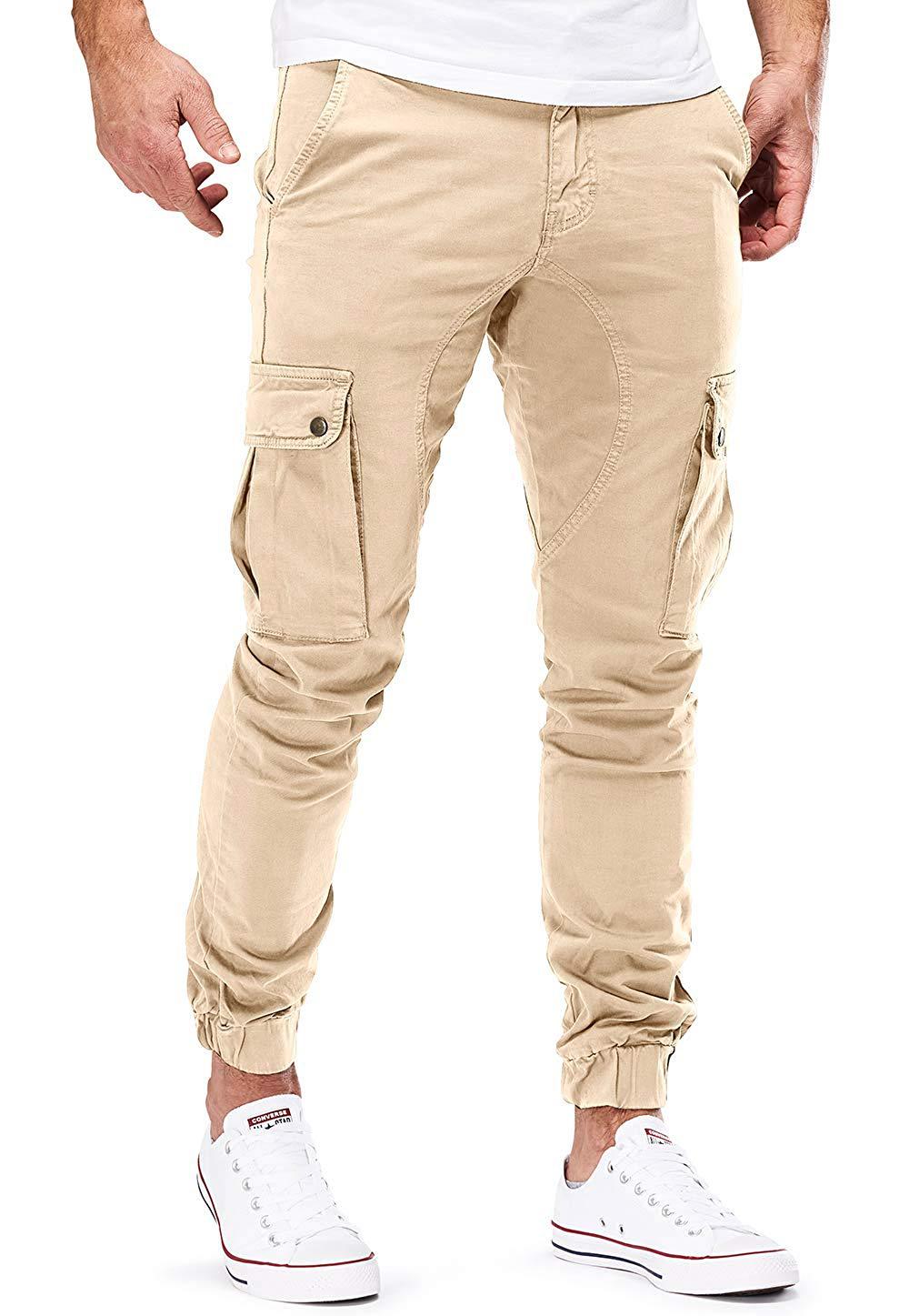 Summer New Men Cargo Pants Casual Fashion Tight Cotton Casual Pants Cargo Pocket Trousers