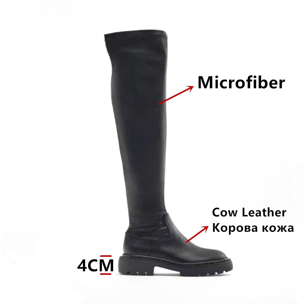 FEDONAS Fashion Punk Over The Knee High Boots For Women Slim Long Black Warm Strech High Boots Female Shoes Woman