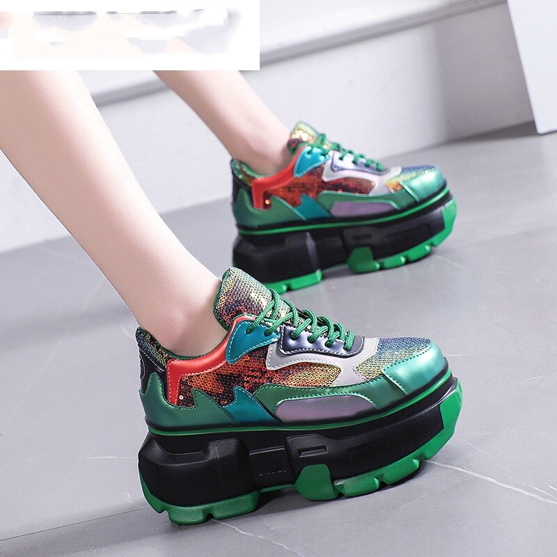 2023 Spring and Autumn New Fashion Add Casual High Platform Shiny Leather Sneakers