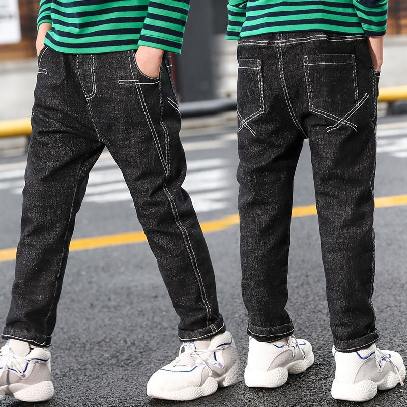 2023 New Teenage Boys Jeans  3-10 Years Spring Autumn Fashion Slim Thick Sport Trousers For Kids Children Handsome Casual Pants