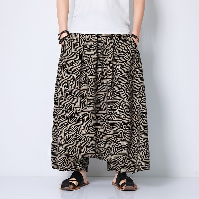 Chinese Style Pants Men Retro Casual Wide Leg Loose Crossover Pants  Cotton Linen New Men&#39;s Graphic Trousers Hip Hop Pants M-5XL