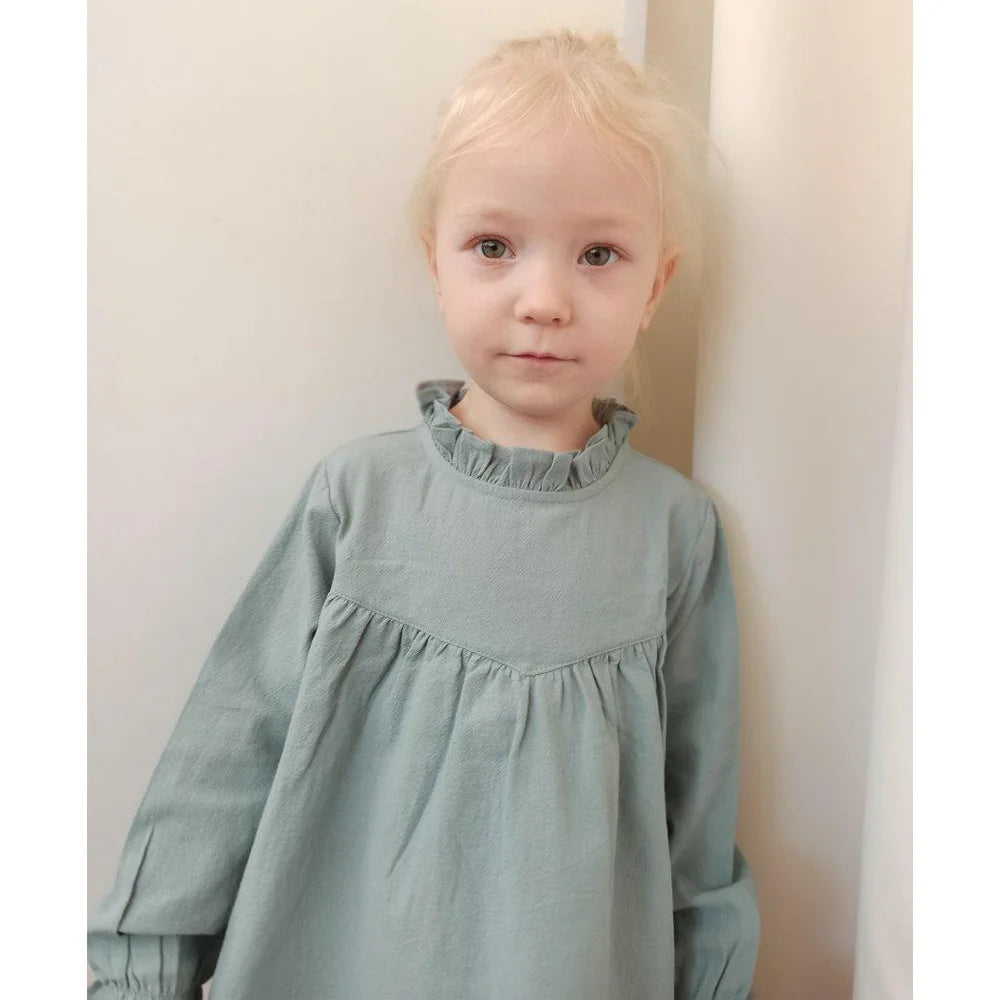 2023 New Kids Dress Spring Autumn Quality Long Sleeve Cotton Children Sweet Solid Color Baby Girls Turtleneck Dresses