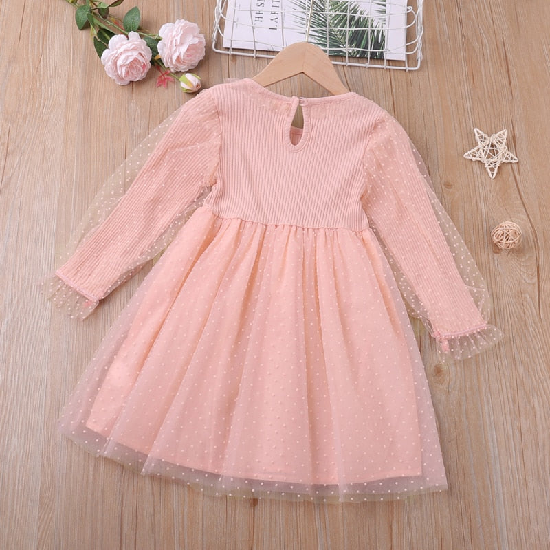 Humor Bear Baby Girls Dress New College Style Student  Spring & Autumn Bow Long Sleeve Dress Kids Clothing Princess Dresses