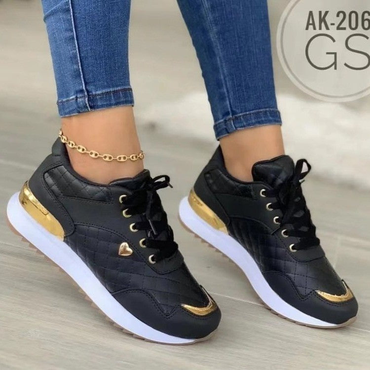 Sneakers 2023 Trend Fashion Breathable Leather Wedge Vulcanized Shoes Design Casual Walking Comfort Fall Platform Women&#39;s Shoes