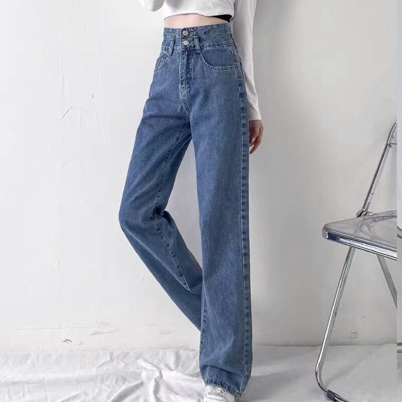 New Arrival Jeans Woman Trousers Y2k Vintage Blue Black High Waist Jeans Women Denim Pants Baggy Street Casual Jeans for Women