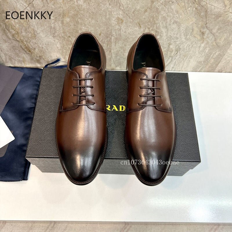 EOENKKY High-Quality Men&#39;s Shoes, Cowhide Rubber Outsole, British Style 1:1 Men&#39;s Fashionable Leather Shoes Formal Leather Shoes