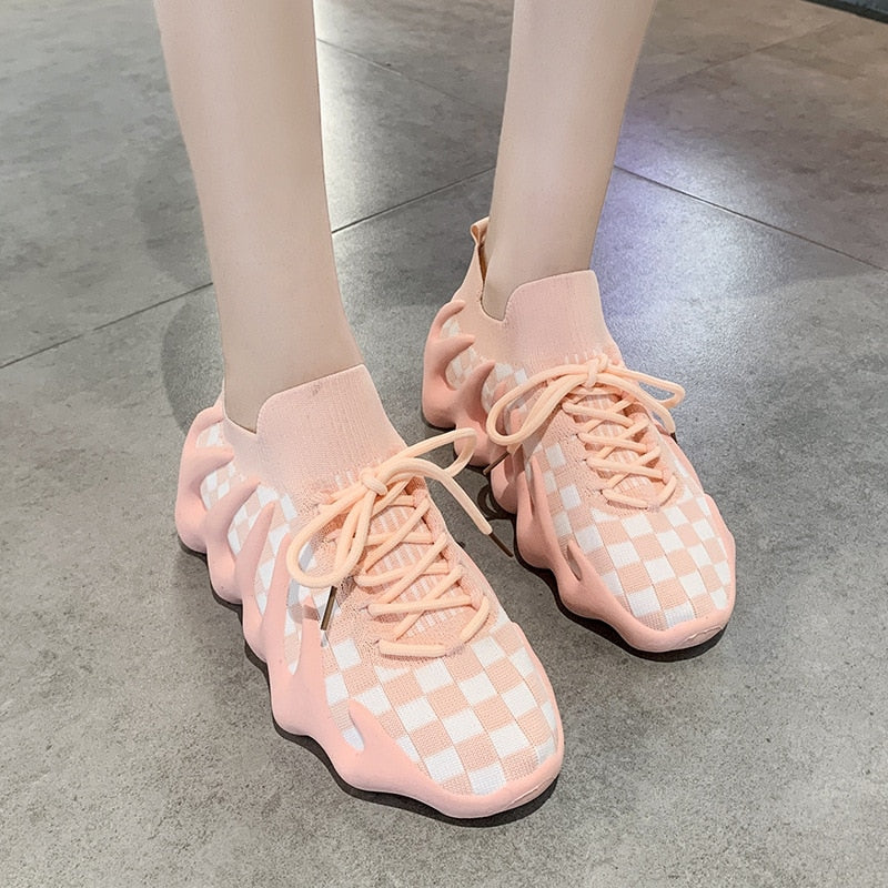 Fashion Couple Fly Woven Shoes 2023spring Summer Breathable Leisure Running Shoes Women Socks Shoes Outdoor Zapatillas De Mujer