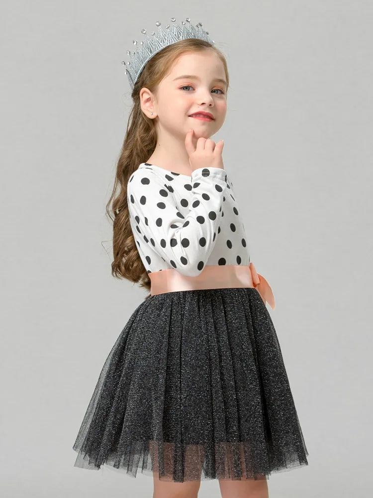 Winter Baby Dress For Girl Long Sleeve Princess Girls Dresses Polka Dot Little Baby Birthday Party Dress Casual Kids Clothes