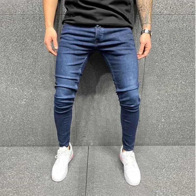 2023 New Men&#39;s Stretchy SKinny Jeans Solid Color Slim Fit Casual Pants Fashion Mens Designer Clothes Streetwear Denim Trousers