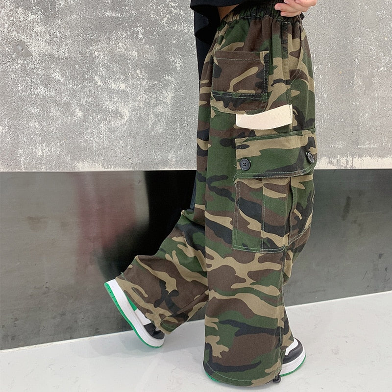 Kids Girl Camouflage Cargo Pants 10 12 years 2022 New Spring Fall Teenage Girls Clothing