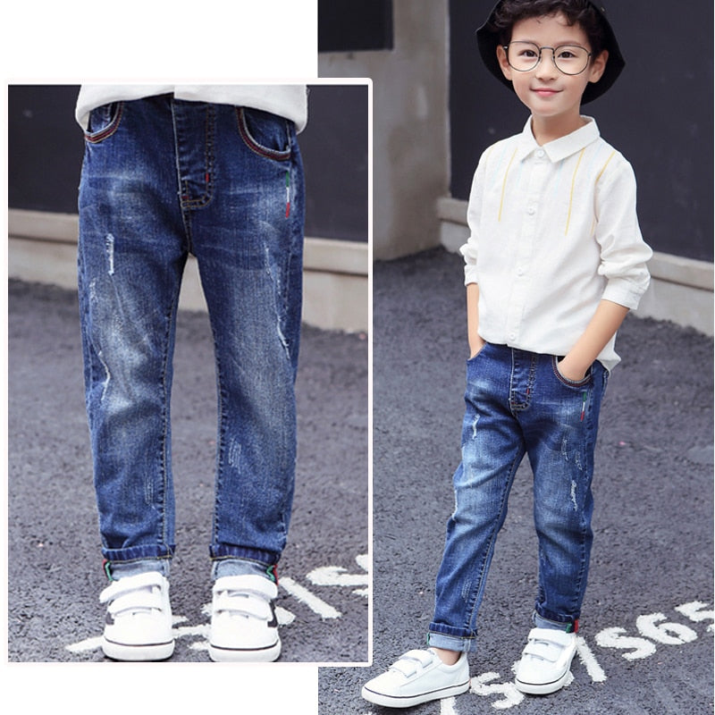 IENENS Boy Girls Trousers Skinny Jeans Elastic Waist Pants 4-13 Years Kids Boys Denim Clothing Clothes Sports Bottoms