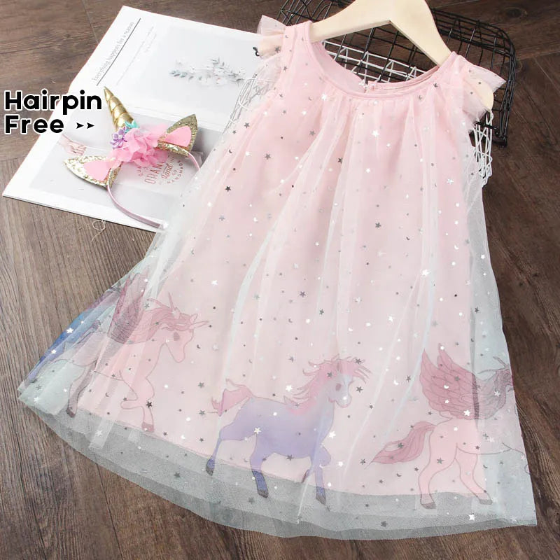 Bear Leader Girls Dress 2023 New Summer Mesh Girls Clothes Pink Applique Princess Dress Children Summer Clothes Baby Girls Dress