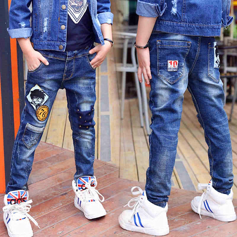 2023 New Teenage Boys Jeans  3-10 Years Spring Autumn Fashion Slim Thick Sport Trousers For Kids Children Handsome Casual Pants