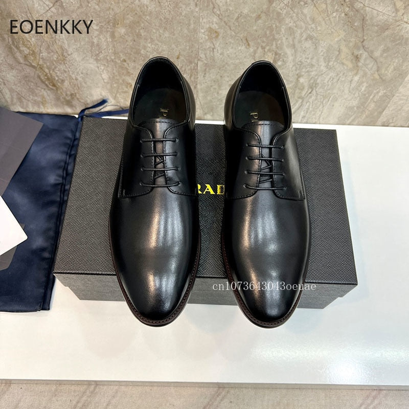 EOENKKY High-Quality Men&#39;s Shoes, Cowhide Rubber Outsole, British Style 1:1 Men&#39;s Fashionable Leather Shoes Formal Leather Shoes