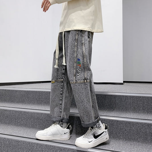 Ueteey 2023 Harajuku Loose Jogger Baggy Streetwear Hip Hop Casual Man Pant Drawstring Jean Wide Leg Soft Fashion Male Trousers