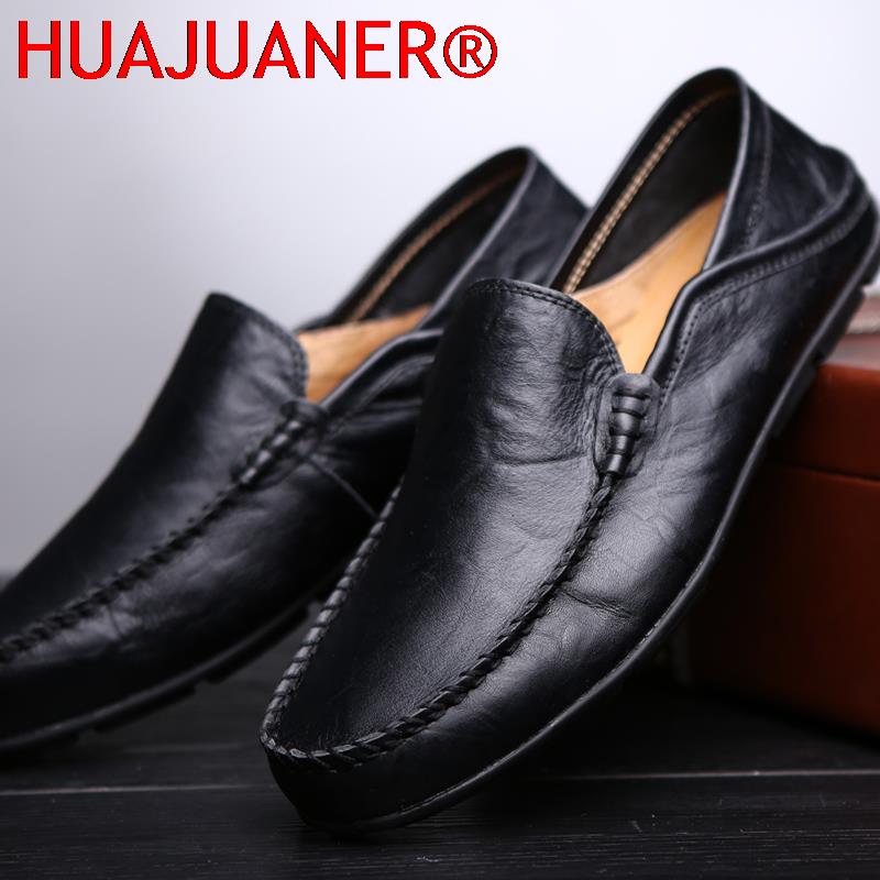 Men Loafers 2023 New Leather Shoes Men Casual Shoes Moccasins Breathable Sneakers Men Driving Shoes Comfort Flats Plus Size 46