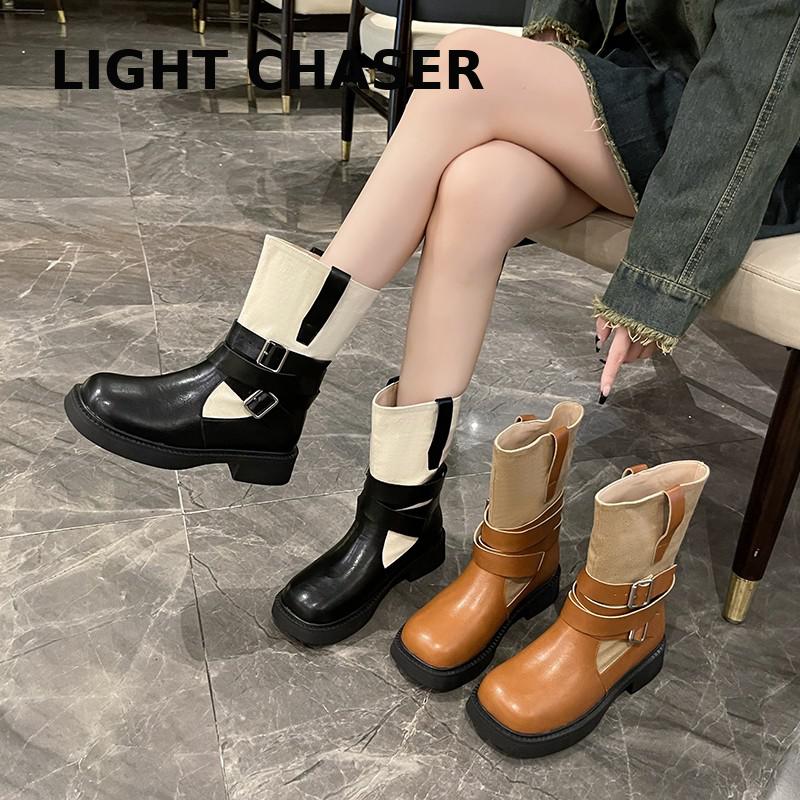 2023 New Winter Punk Style Women Ankle Boots Fashion Thick Sole Zippers Gothic Short Boot Ladies Elegant Platform Flats Shoes