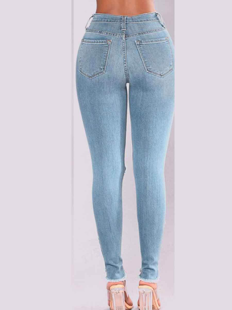 LW High-waisted High Stretchy Ripped S-3XL Jeans Holes Women 2022 Fashion Lady Streetwears(2 Colors)