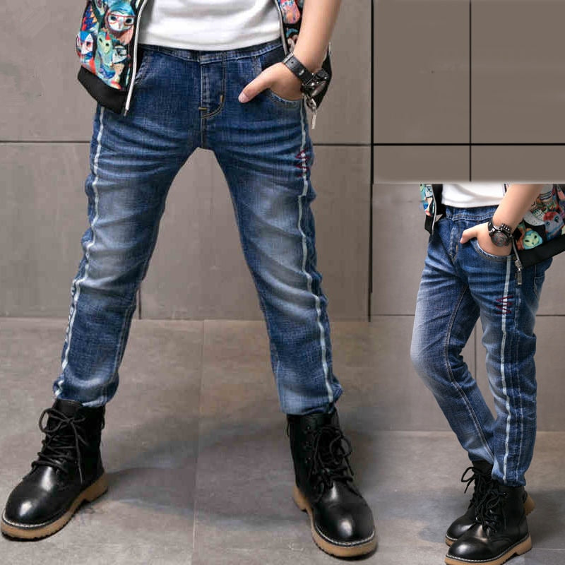 2023 New Teenage Boys Jeans  3-10 Years Spring Autumn Fashion Slim Thick Sport Trousers For Kids Children Handsome Casual Pants