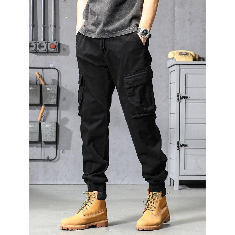 Spring Summer Men&#39;s Cotton Cargo Pants Multi-Pockets Army Military Slim Fit Joggers Workwear Casual Cotton Tactical Trousers