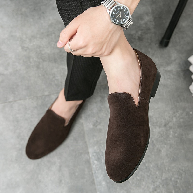 Suede Leather Shoes Men Mules Classic Business For Male Luxury Driving Shoes Men Loafers Design Shoes Slip-On Men Dress Shoes