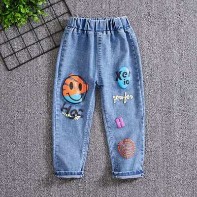 Kids Girls Denim Jeans Pants Spring Autumn Trousers Elastic Waistband Tassel Hem Bell-bottom Style Long Pants 90-130