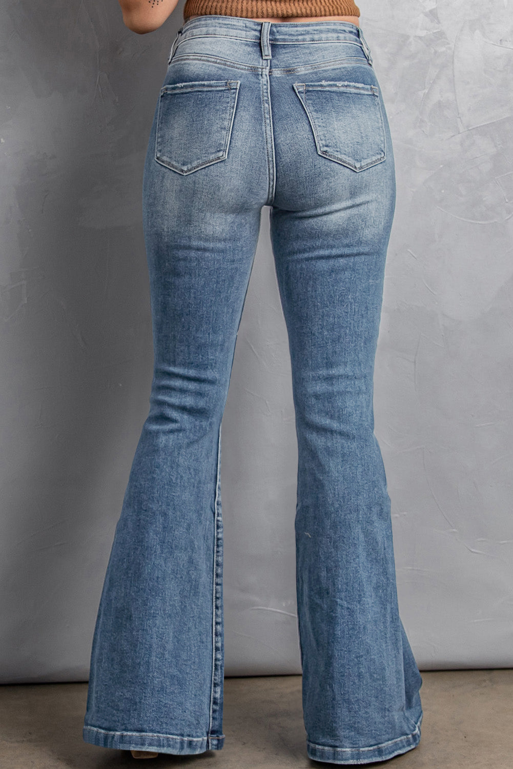 High Waist Flare Jeans with Pockets