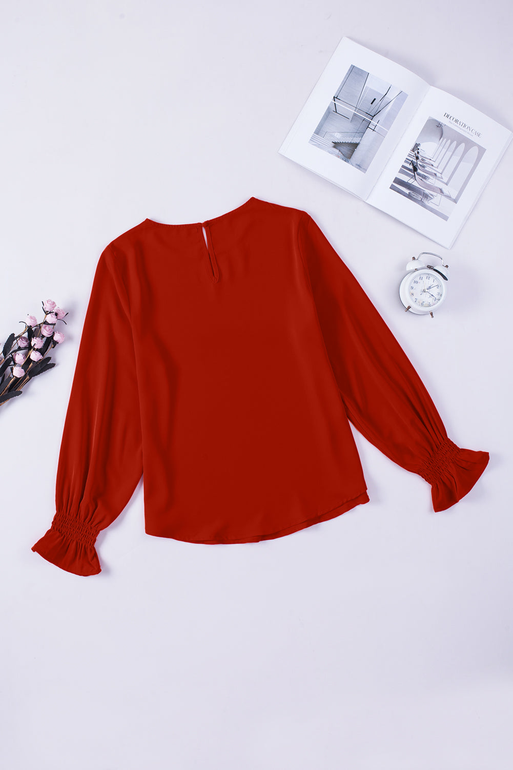 Round Neck Flounce Sleeve Top