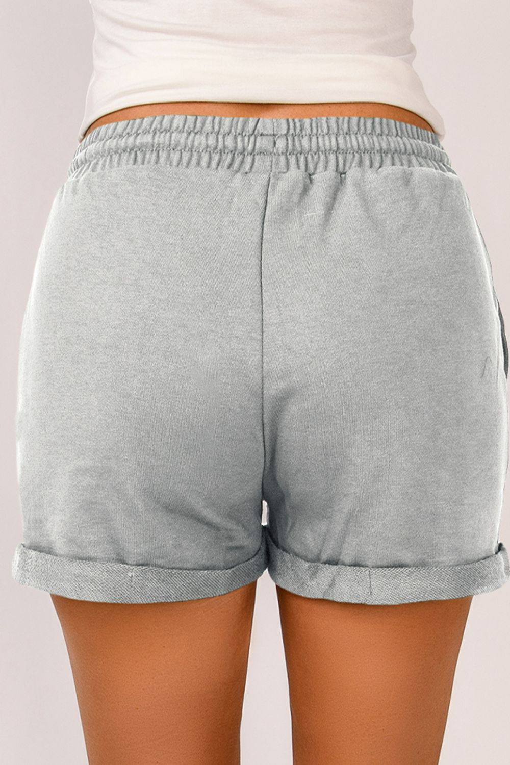 Drawstring Cuffed Shorts with Pockets