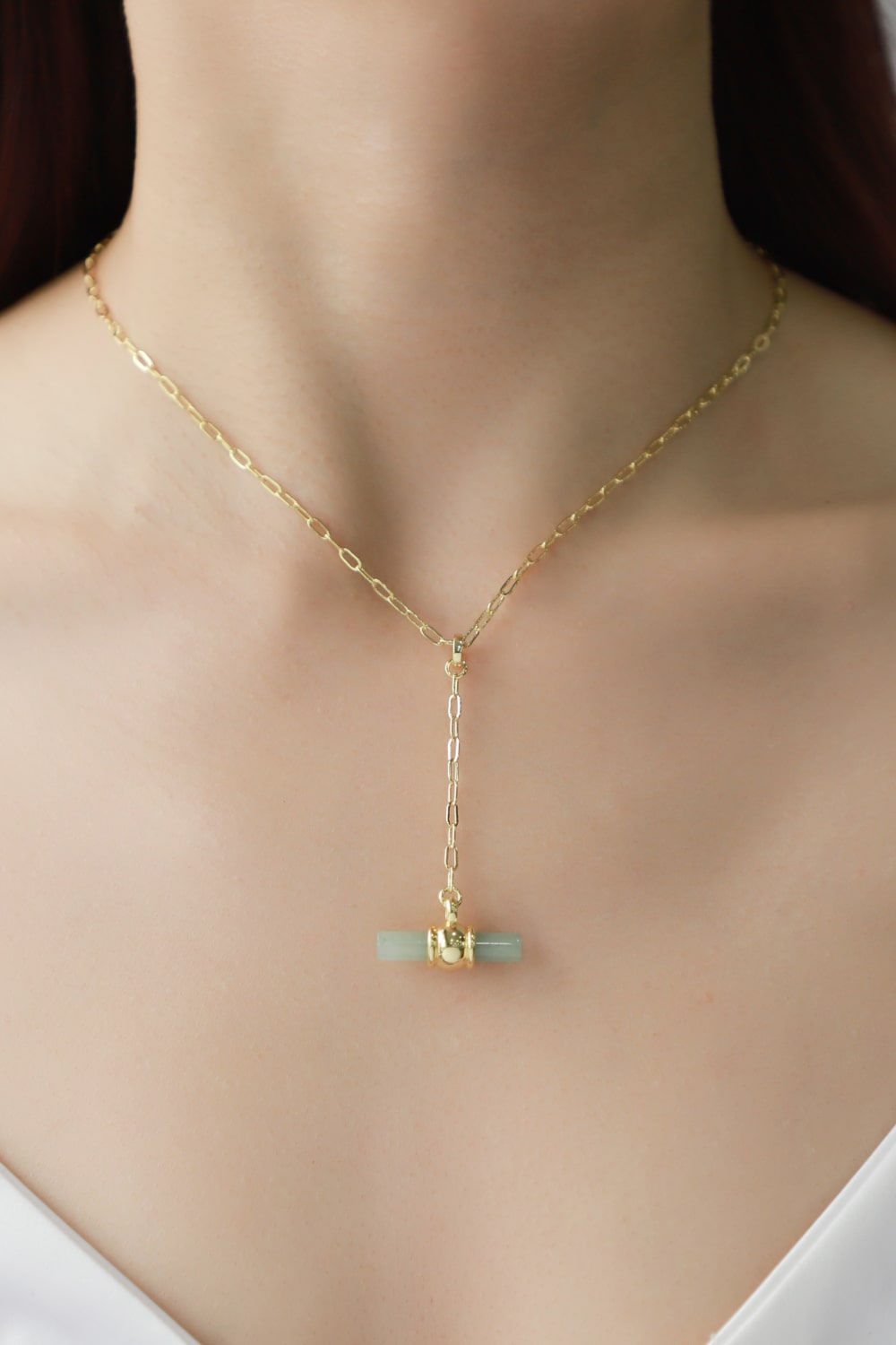 Gold-Plated Bar Pendant OT Chain Necklace