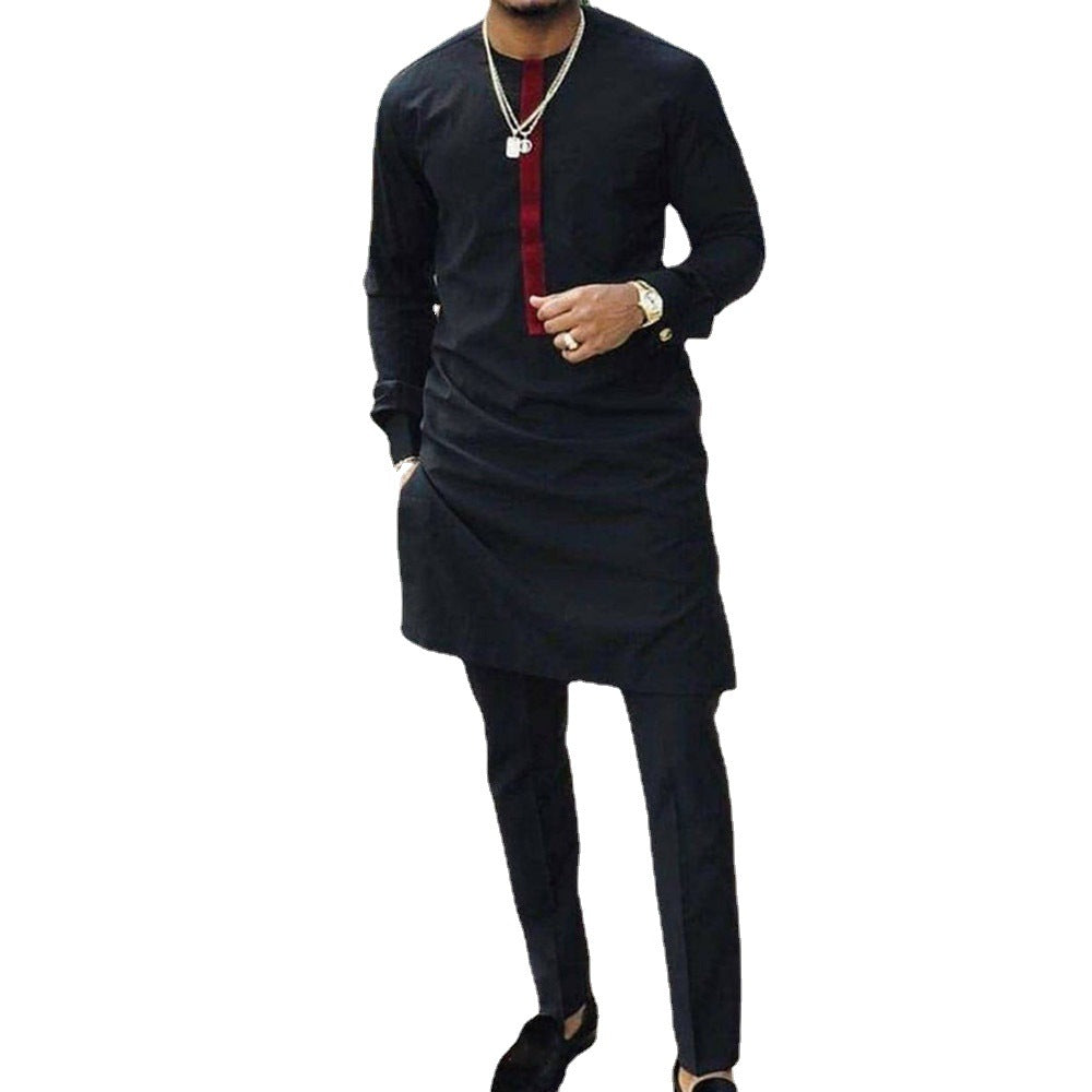 Linen Trousers Long-sleeved Black Casual Shirt Suit