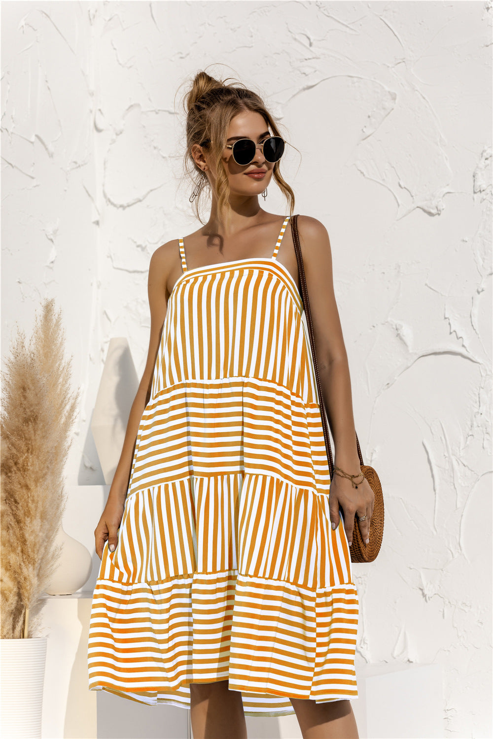 Striped Tiered Sleeveless Dress