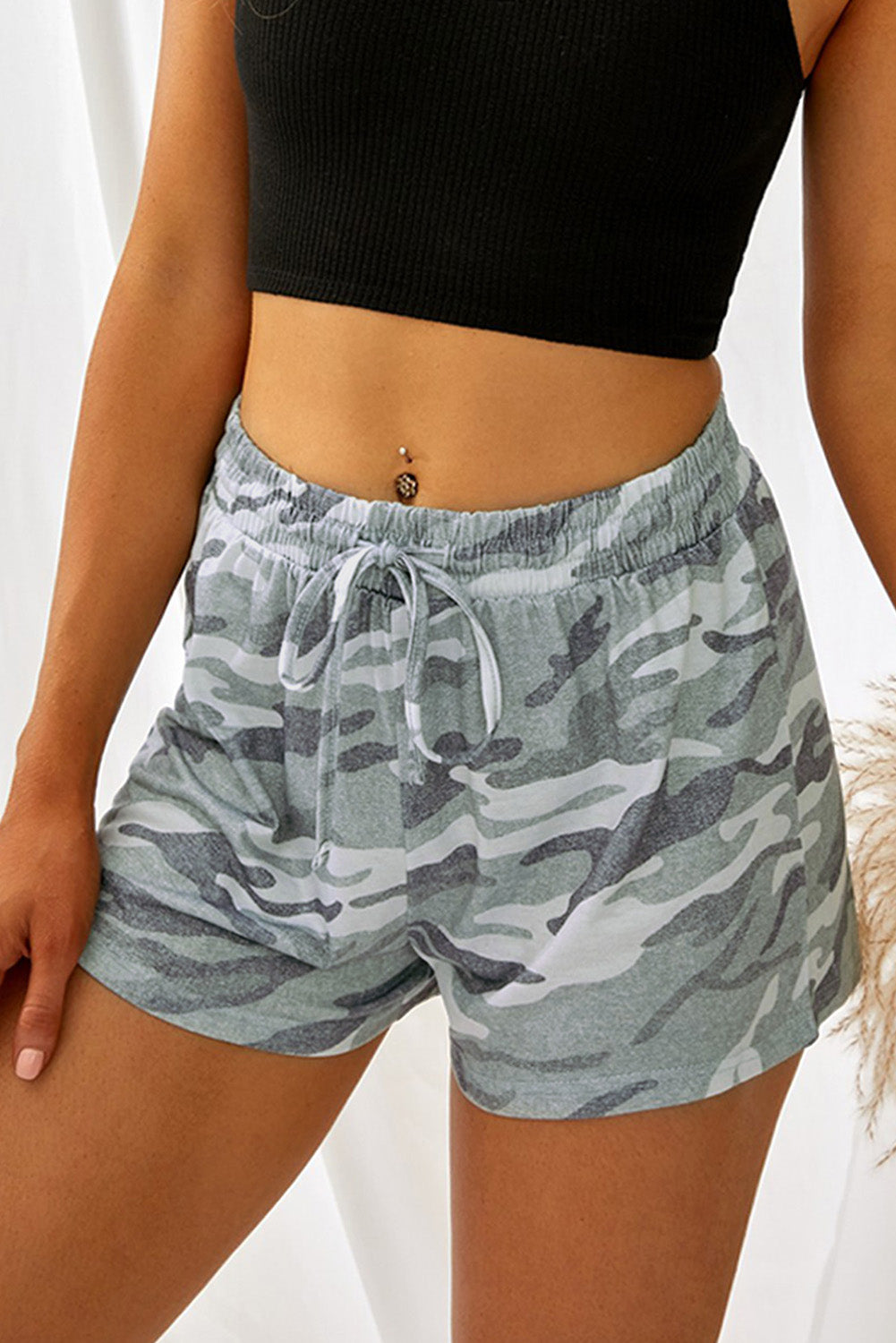 Printed Drawstring Elastic Waist Shorts