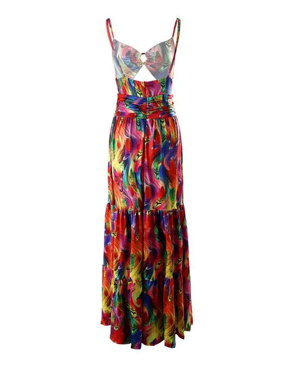 Vestido Cami Maxi com estampa abstrata O-Ring