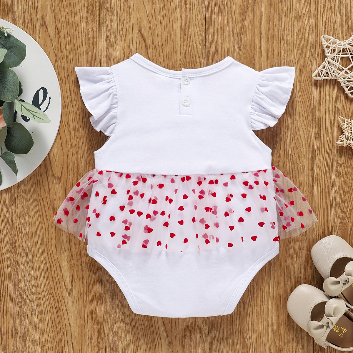 Baby Heart Graphic Tulle Bodysuit Dress