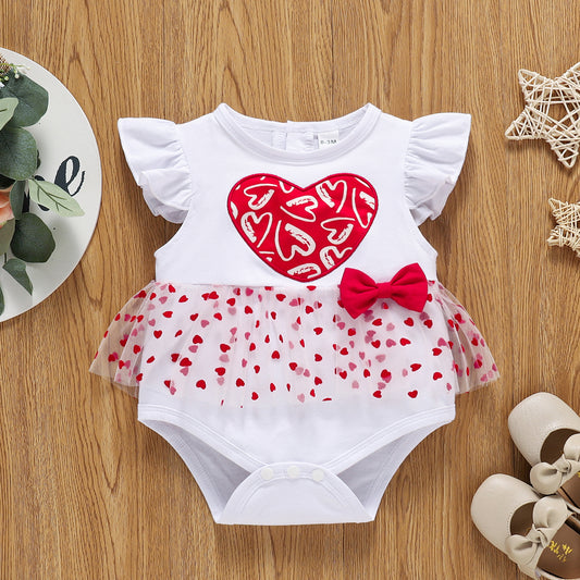 Baby Heart Graphic Tulle Bodysuit Dress