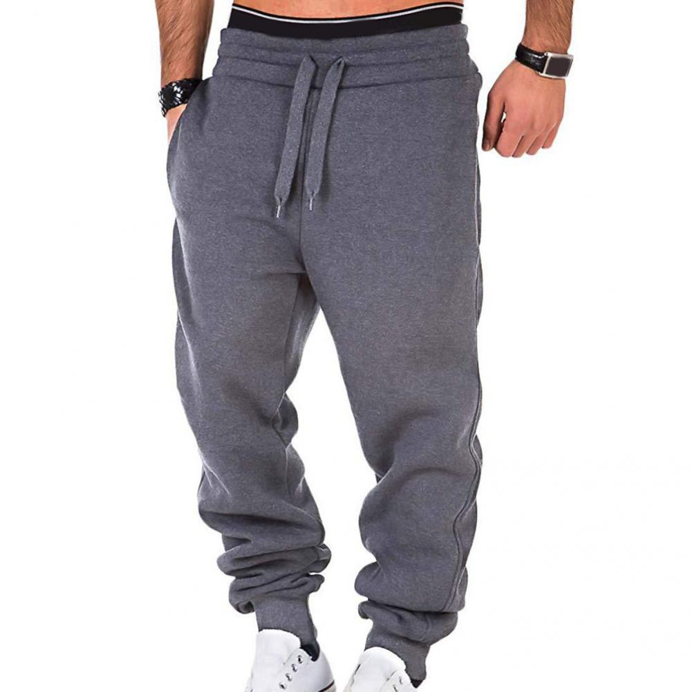 Men Sports Pants Warm Fitness Harem Pants Plush Lined Mid Elastic Waist Mens Casual Sweatpants Soft Jogging Pants pantalones