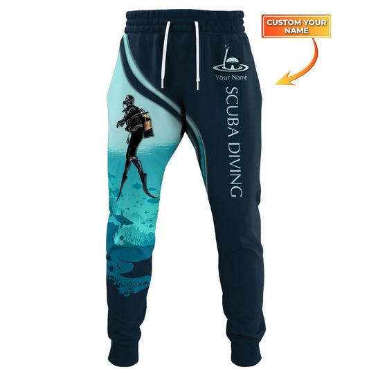 Scuba Diving Custom Name 3D All Over Printed Men&#39;s Jogger Pants Autumn Fashion Unisex Casual Scuba Diver Sweatpants MP11