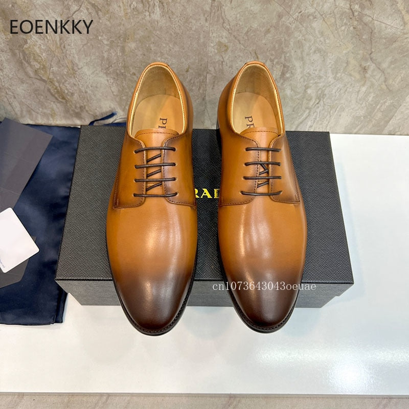 EOENKKY High-Quality Men&#39;s Shoes, Cowhide Rubber Outsole, British Style 1:1 Men&#39;s Fashionable Leather Shoes Formal Leather Shoes