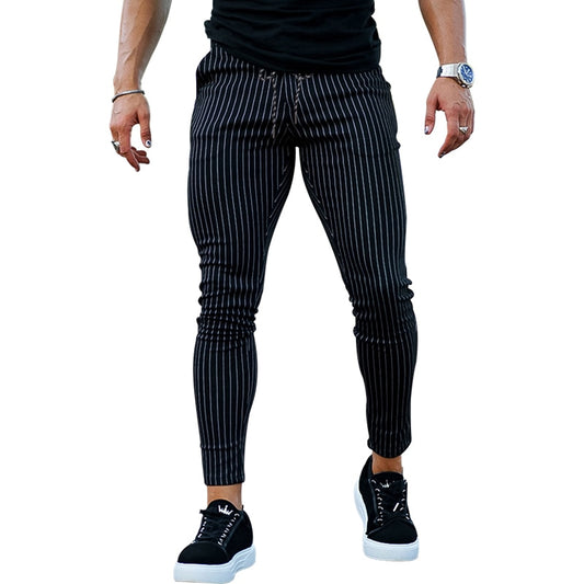 2023 Men&#39;s Summer Quick-drying Striped Sports Nine-point Casual Trousers Explosive Style Simple Restraint Leg Pants