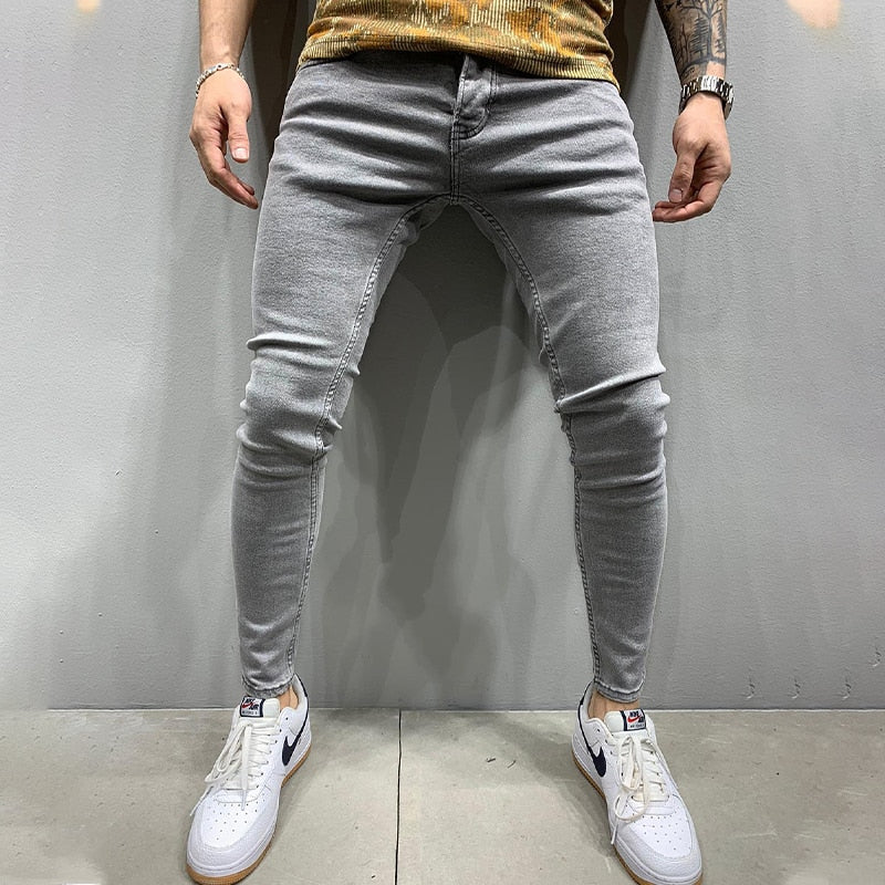 2023 New Men&#39;s Stretchy SKinny Jeans Solid Color Slim Fit Casual Pants Fashion Mens Designer Clothes Streetwear Denim Trousers