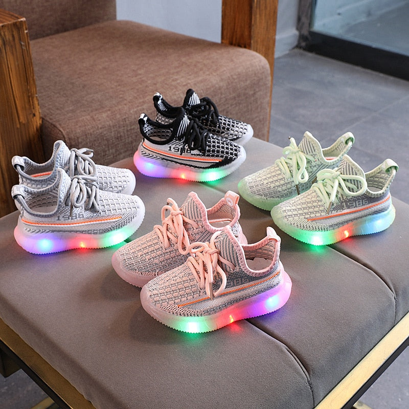 Children Led Shoes Boys Girls Lighted Sneakers Glowing Shoes for Kid Green Black Sneakers Boys Baby Sneakers with Luminous Sole