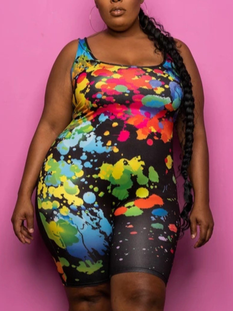 LW Plus Size Splash-ink Cami Romper