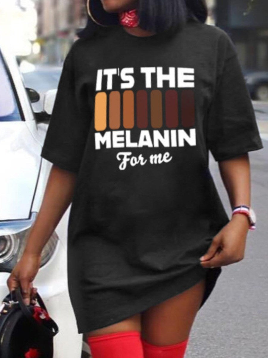 LW Plus Size Melanin Gradient Letter Print T-shirt Dress 2023 Summer Loose Oversize T Shirt Dress Women Short Sleeve Dresses